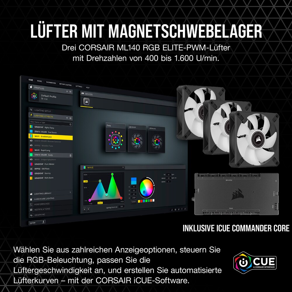 Corsair ICUE H170i Elite LCD RGB Wasserkühlung Intel und AMD CPU