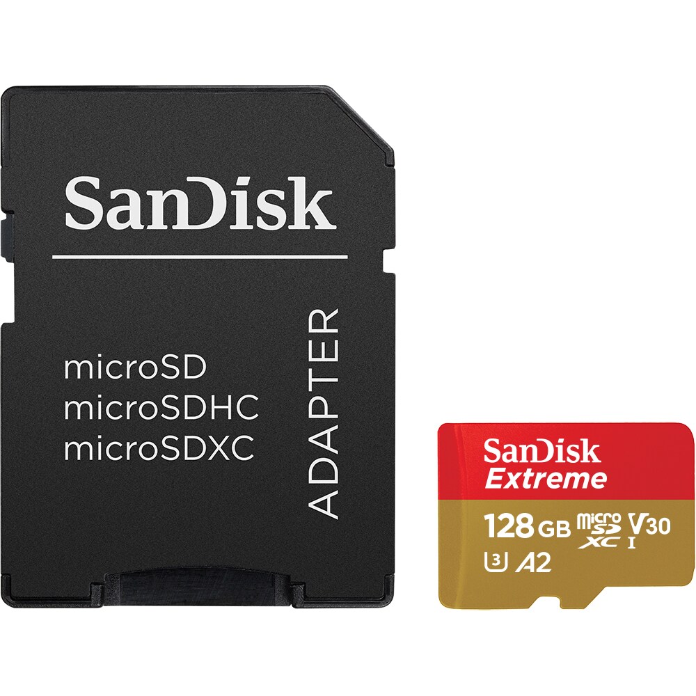 SanDisk Extreme 128GB microSDXC Speicherkarte Kit 90 MB/s, Class 10, U3, V30, A2