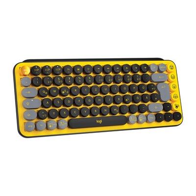 Bluetooth 1 günstig Kaufen-Logitech POP Mechanische Kabellose Tastatur Blast-Yellow. Logitech POP Mechanische Kabellose Tastatur Blast-Yellow <![CDATA[• Anwendungsbereich: Unterwegs, Nummernblock integriert • Kabellos, Bluetooth • Layout: deutsch • gelb, 779g, 35,4 mm x 321