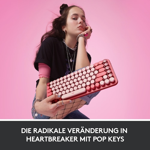 Logitech Pop Mechanische Kabellose Tastatur Heartbreaker-Rose