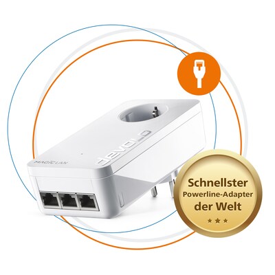 Fritz!Powerline günstig Kaufen-devolo Magic 2 LAN triple Ergänzung (2400Mbit, Powerline, 3x GbitLAN, Heimnetz). devolo Magic 2 LAN triple Ergänzung (2400Mbit, Powerline, 3x GbitLAN, Heimnetz) <![CDATA[• Gleichzeitig Streamen, Gamen und Downloaden mit bis zu 2400 Mbit/s • 