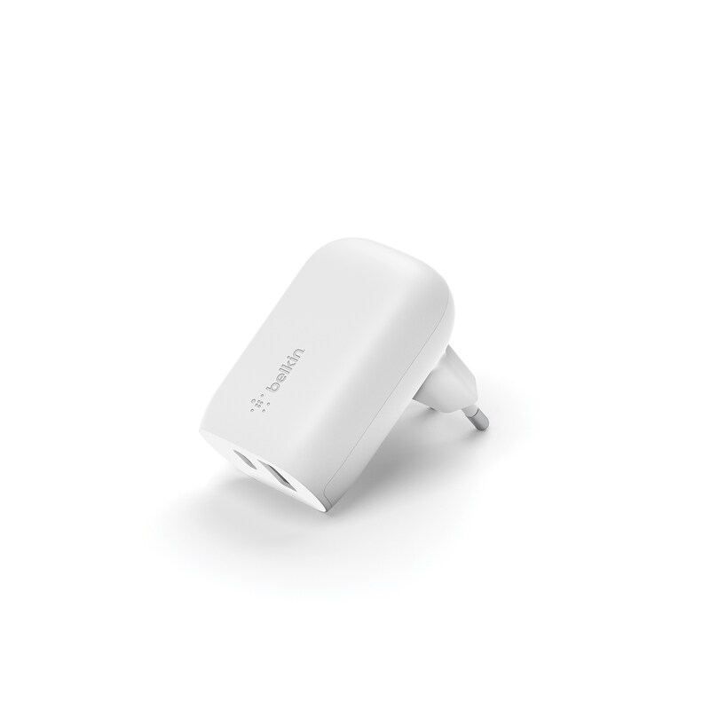 Belkin 37W Dual Wall Charger PPS, 25W USB-C, 12W USB-A, weiß