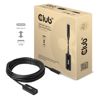Club 3D USB Gen2 Typ-C zu Typ-A Kabel 10Gbps 5m Bu./St.