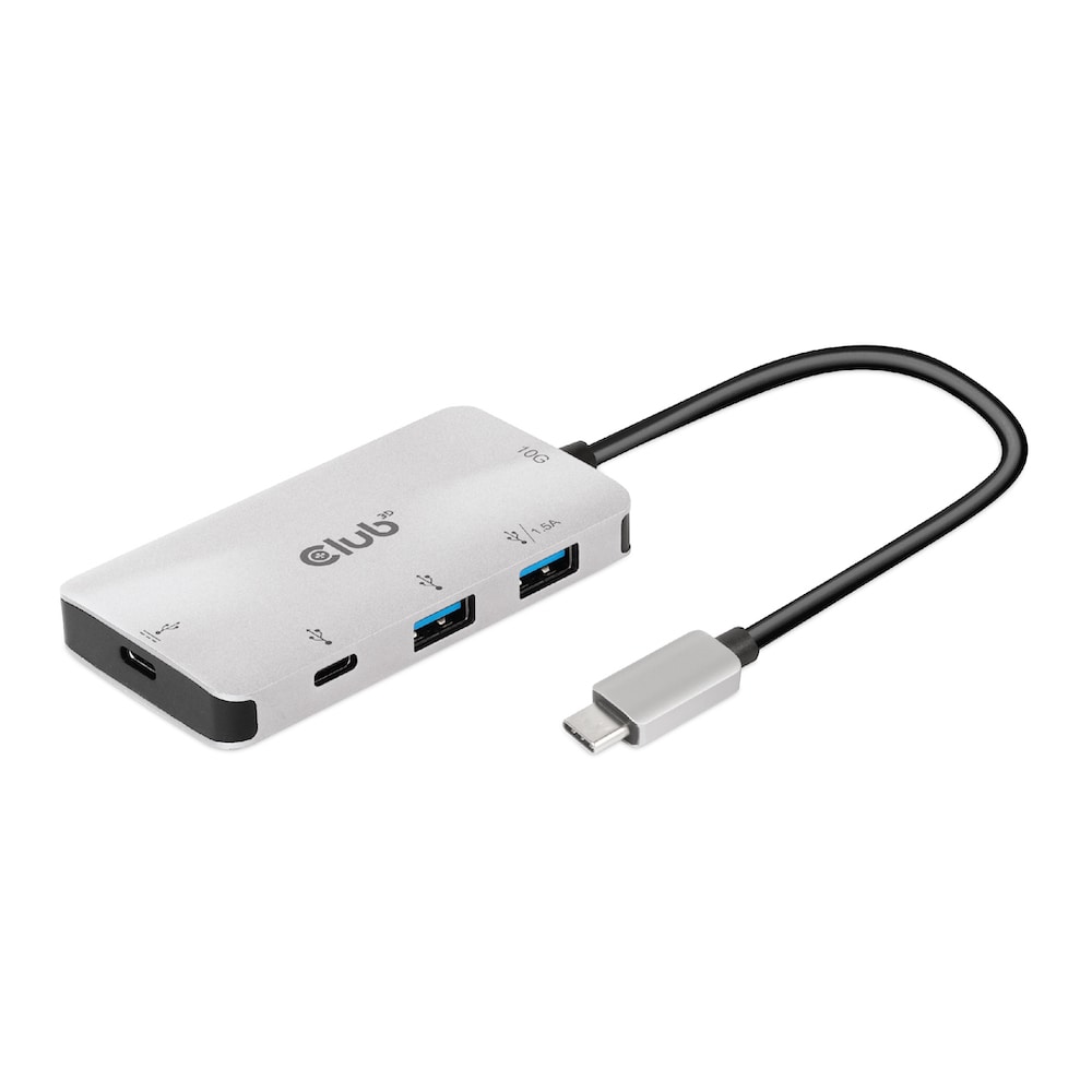 Club 3D USB Gen2 Typ-C PD Lade-Hub auf 2x Typ-C 10G Ports und 2x USB-Typ-A 10G