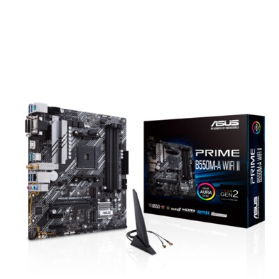 HD SAT günstig Kaufen-ASUS Prime B550M-A WIFI II mATX Mainboard Sockel AM4 M.2/USB3.2/HDMI/DVI/VGA/BT. ASUS Prime B550M-A WIFI II mATX Mainboard Sockel AM4 M.2/USB3.2/HDMI/DVI/VGA/BT <![CDATA[• mATX Mainboard Sockel AM4 für AMD Ryzen der 3. Generation • AMD B550 Chipsatz,