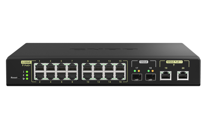 QNAP QSW-M2116P-2T2S 90 Watt 10GbE PoE++ und 30 Watt 2,5GbE PoE+ Managed Switch