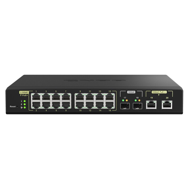 QNAP QSW-M2116P-2T2S 90 Watt 10GbE PoE++ und 30 Watt 2,5GbE PoE+ Managed Switch