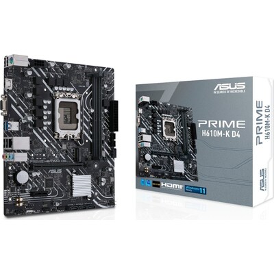 sus 4 günstig Kaufen-ASUS PRIME H610M-K D4 mATX Mainboard Sockel 1700 HDMI/VGA. ASUS PRIME H610M-K D4 mATX Mainboard Sockel 1700 HDMI/VGA <![CDATA[• mATX Mainboard mit Sockel Intel 1700 für Intel Core 12. Generation-CPU • Intel H610-Chipsatz, Intel HD Graphics Grafik •