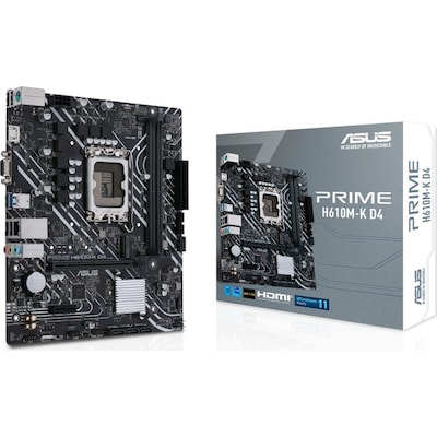 Core Prime günstig Kaufen-ASUS PRIME H610M-K D4 mATX Mainboard Sockel 1700 HDMI/VGA. ASUS PRIME H610M-K D4 mATX Mainboard Sockel 1700 HDMI/VGA <![CDATA[• mATX Mainboard mit Sockel Intel 1700 für Intel Core 12. Generation-CPU • Intel H610-Chipsatz, Intel HD Graphics Grafik •