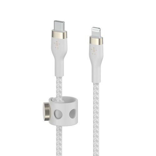Belkin Pro Flex Lightning/ USB-C Kabel bis 15W mfi zertifiziert 1m weiß