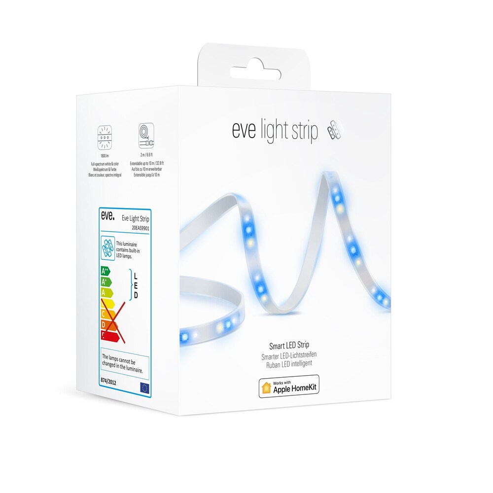 Eve Light Strip - LED-Lichtstreifen w/farbig dimmbar für Apple HomeKit, 2er Pac
