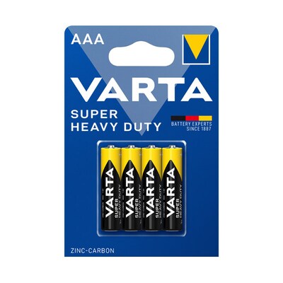 Art I günstig Kaufen-VARTA Super Heavy Duty Batterie Micro AAA R03 4er Blister. VARTA Super Heavy Duty Batterie Micro AAA R03 4er Blister <![CDATA[• VARTA Super Heavy Duty Batterie Micro Zink Kohle • AAA R03 4er Blister]]>. 