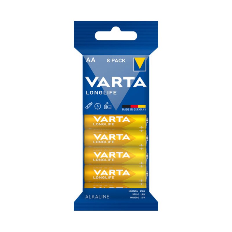 VARTA Longlife Batterie Mignon AA LR6 8er Folienverpackung