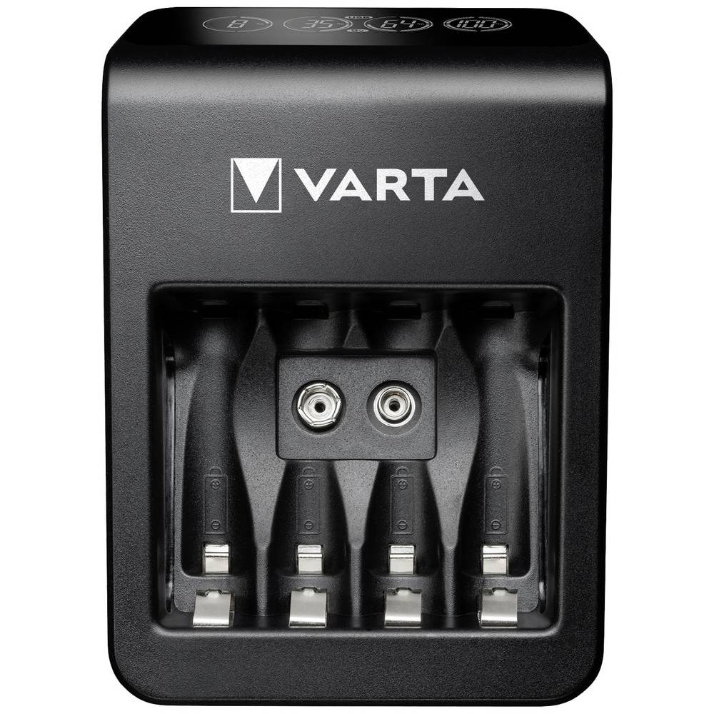 VARTA LCD Plug Charger + inkl. 4x Akku Mignon AA (2100 mAh) Universal Ladegerät