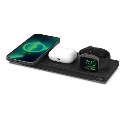 MagSafe Apple günstig Kaufen-Belkin Boost Charge Pro Drahtloses 3 in 1 Ladepad mit MagSafe schwarz. Belkin Boost Charge Pro Drahtloses 3 in 1 Ladepad mit MagSafe schwarz <![CDATA[• Laden Sie all Ihre Geräte von Apple schnell auf • Kompatibel mit MagSafe-Hüllen • Funktioniert 