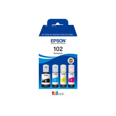 eco 500 günstig Kaufen-Epson C13T03R640 Multipack 102 EcoTank (BK,C,M,Y). Epson C13T03R640 Multipack 102 EcoTank (BK,C,M,Y) <![CDATA[• EPSON 102 EcoTank 4-colour Multipack (C13T03R640) • Farbe: Schwarz, Cyan, Magenta, Gelb • Reichweite: ca. 7.500 Seiten Schwarz  - ca. 6.0