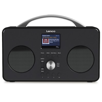 mit 6  günstig Kaufen-Lenco PIR-645BK Stereo Internetradio WLAN mit DAB+, FM; schwarz, Akku. Lenco PIR-645BK Stereo Internetradio WLAN mit DAB+, FM; schwarz, Akku <![CDATA[• DAB+/UKW Boombox mit WLAN + Bluetooth - integrierter Akku, • Empfangsart: DAB+ - UKW - WLAN - Audio