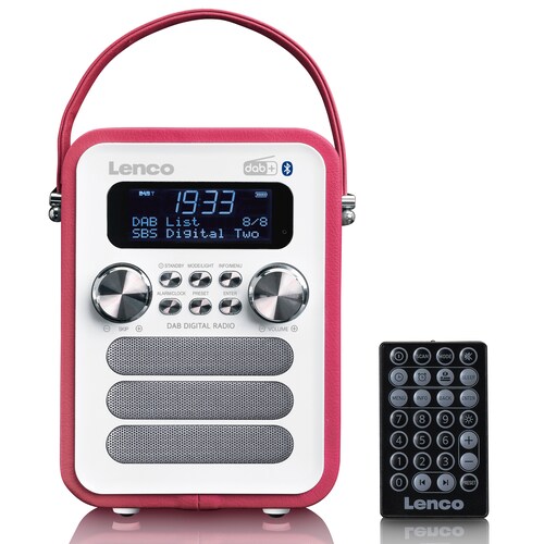 Lenco PDR-051PKWH Tragbares DAB+ FM-Radio mit BT, AUX (Pink)