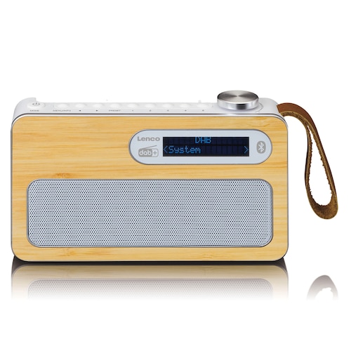 Lenco PDR-040 Bamboo Tragbares DAB+ FM-Radio mit BT (Weiß)