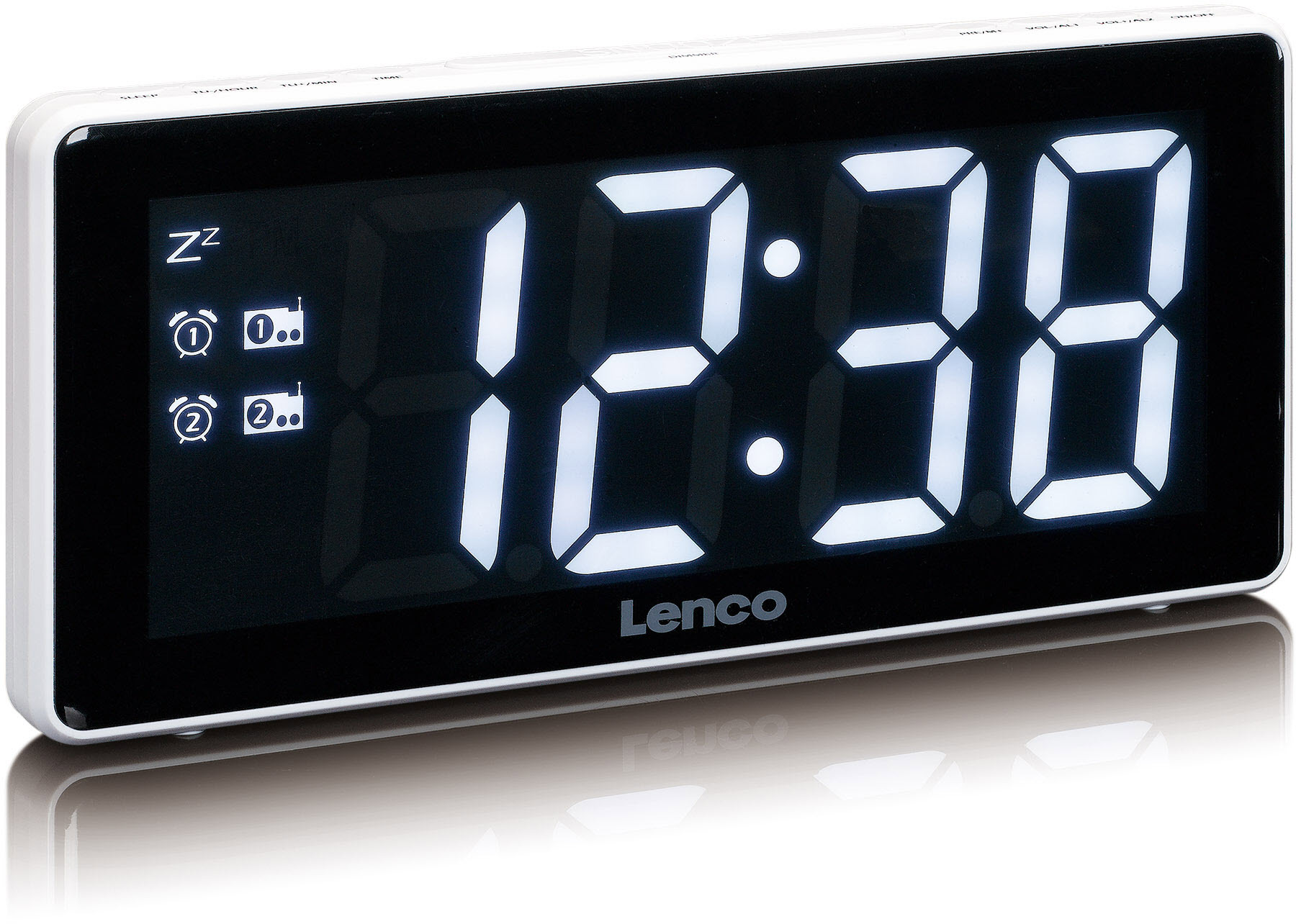 Lenco CR-30 Radiowecker mit 3&quot; LED-Display (Wei&szlig;)