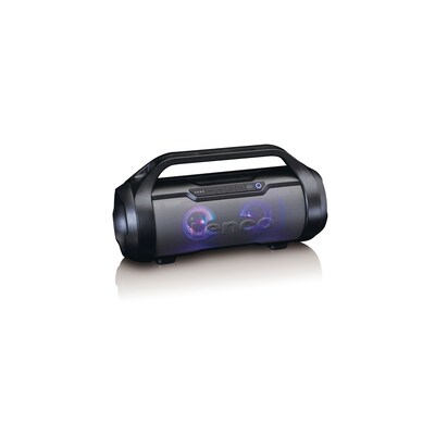 Lenco SPR-070BK Boombox mit PLL FM-Radio, Bluetooth, USB, SD, Licht