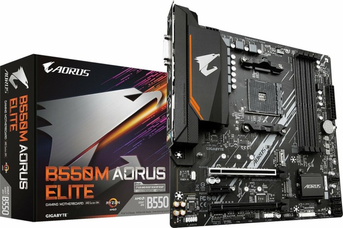 Gigabyte B550M AORUS Elite mATX Mainboard Sockel AM4 M.2/HDMI/DVI/USB