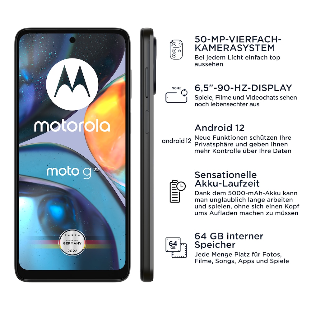 Motorola Moto G22 cosmic black Android 12.0 Smartphone
