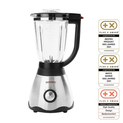 Glas Mixer günstig Kaufen-Gastroback 41003 Vital Mixer Plus 850W 1,5l Glasbehälter, silber. Gastroback 41003 Vital Mixer Plus 850W 1,5l Glasbehälter, silber <![CDATA[• 850Watt Standmixer mit max. 21.000U/min • hitzbeständiges Glas Mixbehälter mit 1,5Liter Füllmeng