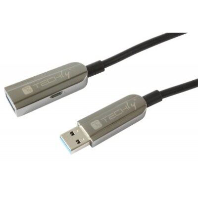 ab 3 günstig Kaufen-Techly USB 3.0 AOC Verlängerungskabel St./Bu. 10m schwarz. Techly USB 3.0 AOC Verlängerungskabel St./Bu. 10m schwarz <![CDATA[• Kabel-Kabel • Anschlüsse: USB Typ A und USB Typ B • Farbe: schwarz, Länge: 10,0m • passend für: Daten • 