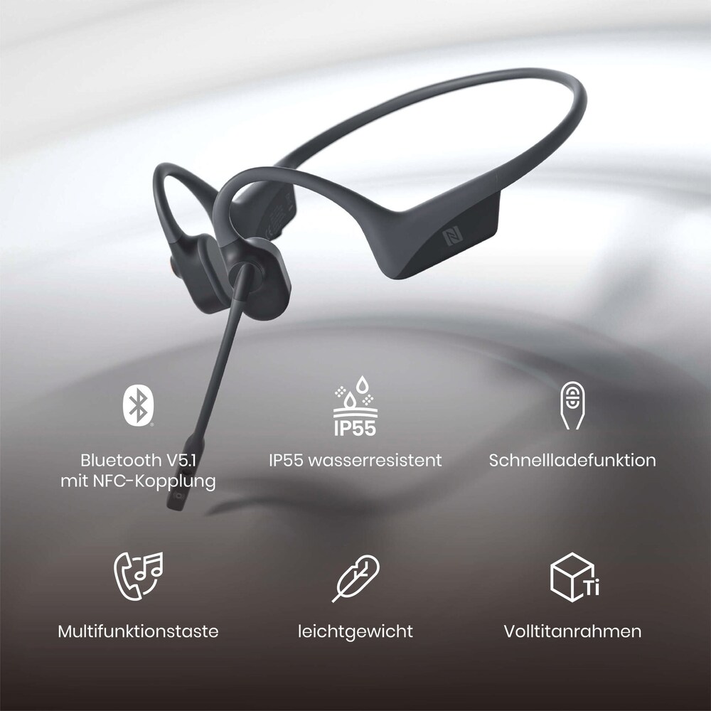Shokz OpenComm Schwarz Knochenschall-Headset Bluetooth Open-Ear