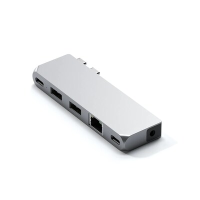 USB C  günstig Kaufen-Satechi Pro Hub Mini Silver. Satechi Pro Hub Mini Silver <![CDATA[• Pro Hub Mini mit USB4-Anschluss • Größe: 10 x 3,8 x 1,2 Zentimeter • Bis zu 6K 60Hz Bildschirmausgabe]]>. 