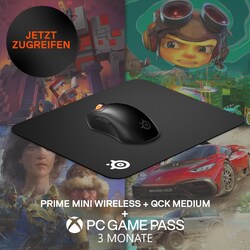 SteelSeries Prime Mini Kabellose Maus + QCK Mauspad + Microsoft PC Game Pass