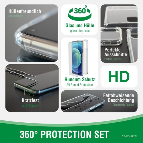 4Smarts 360° Protection Set X-Pro Clear für Samsung Galaxy S22, transparent