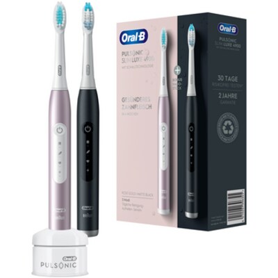 en un günstig Kaufen-Oral-B Pulsonic Slim 4900 elektrische Zahnbürste Duopack Schwarz/Rosegold. Oral-B Pulsonic Slim 4900 elektrische Zahnbürste Duopack Schwarz/Rosegold <![CDATA[• Schallzahnbürste im Doppelpack • 31.000 Bürstenbewegungen pro Minute • 3 Rein