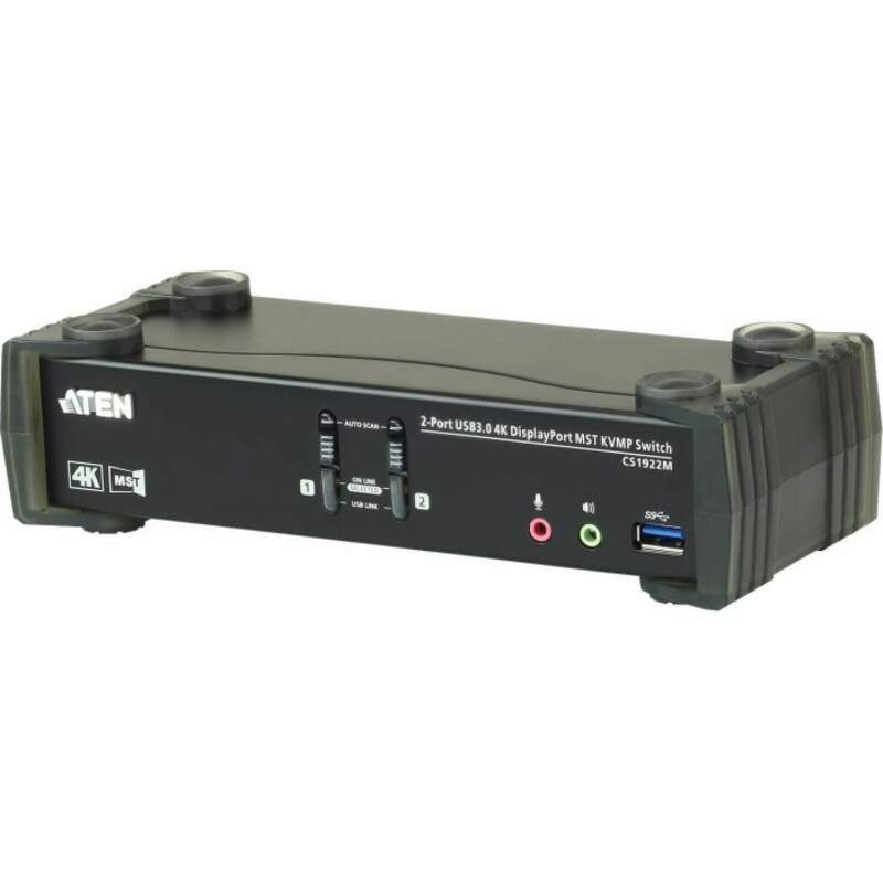 Aten CS1922M 2-Port USB 4K Display-Port Kabel KVM MST Switch + USB 3.0 Periph.