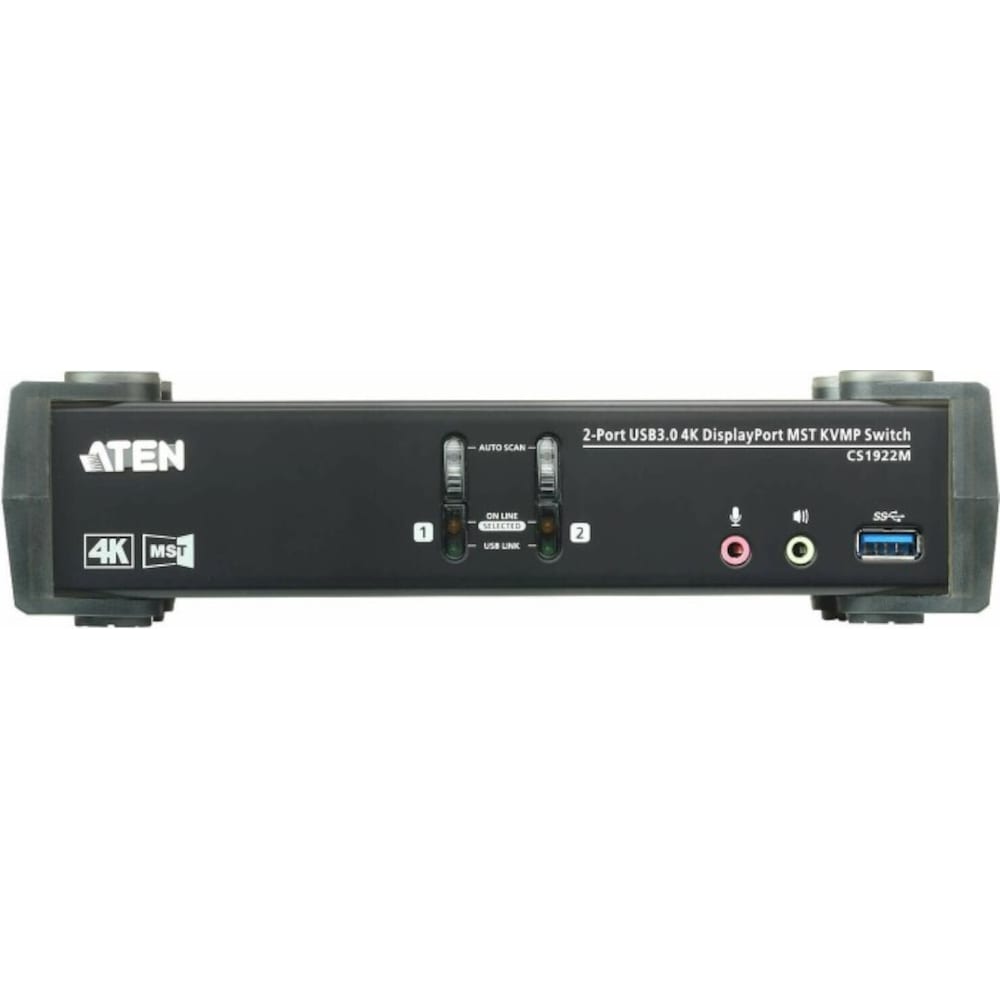 Aten CS1922M 2-Port USB 4K Display-Port Kabel KVM MST Switch + USB 3.0 Periph.