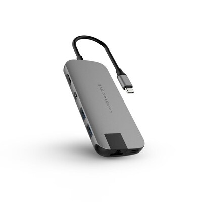 zu Ethernet günstig Kaufen-Hyper Drive Slim 8-in-1 USB-C Hub Grau. Hyper Drive Slim 8-in-1 USB-C Hub Grau <![CDATA[• Halten Sie Ihre älteren Geräte in Verbindung • Kristallklare 4K HDR-Videoausgabe + 4K Mini DisplayPort • Schnelles und zuverlässiges Ethernet]]>. 