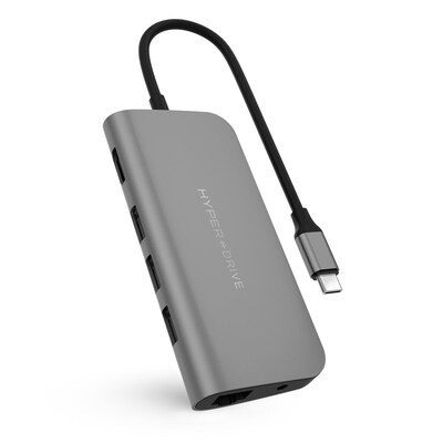 grau aus  günstig Kaufen-Hyper Drive POWER 9-in-1 USB-C Hub Grau. Hyper Drive POWER 9-in-1 USB-C Hub Grau <![CDATA[• Schlank und kraftvoll • Kristallklare 4K 30Hz HDR-Videoausgabe • Hochgeschwindigkeits-USB-A-Anschlüsse]]>. 