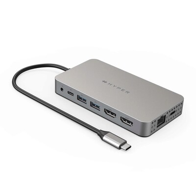 Hyper günstig Kaufen-Hyper Drive Dual 4K HDMI 10-in-1 USB-C Hub. Hyper Drive Dual 4K HDMI 10-in-1 USB-C Hub <![CDATA[• All-in-One Dual USB-C Hub in Grau • Schnelle Datenübertragung durch USB-C 5Gbps, 2 x USB A 5Gbps • Unterstützt USB-C PD 100 W]]>. 