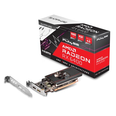 Grafikkarte günstig Kaufen-SAPPHIRE AMD Radeon RX 6400 Pulse Grafikkarte mit 4GB GDDR6 HDMI/DP, Low Profile. SAPPHIRE AMD Radeon RX 6400 Pulse Grafikkarte mit 4GB GDDR6 HDMI/DP, Low Profile <![CDATA[• AMD Radeon RX 6400, 6nm GPU, AMD RDNA™ 2 Architektur • 4GB GDDR6-RAM (64-bi
