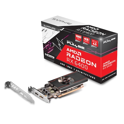 SAPPHIRE AMD Radeon RX 6400 Pulse Grafikkarte mit 4GB GDDR6 HDMI/DP, Low Profile