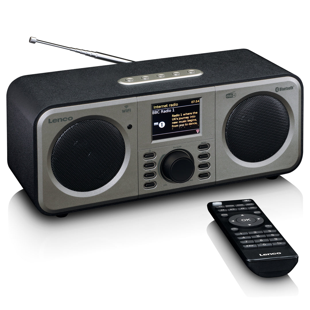 Lenco DIR-141BK Stereo Internetradio mit DAB+, FM, Schwarz