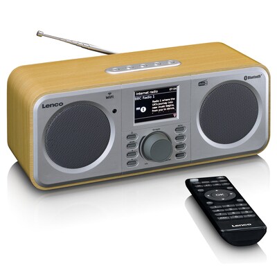 mit Bluetooth günstig Kaufen-Lenco DIR-141WD Stereo Internetradio mit DAB+, FM Holz. Lenco DIR-141WD Stereo Internetradio mit DAB+, FM Holz <![CDATA[• DAB+/UKW Radio mit WLAN + Bluetooth • Empfangsart: DAB+ - UKW - WLAN - Audio-Eingang, MP3-Wiedergabe, • Wiedergabe von: Bluetoo