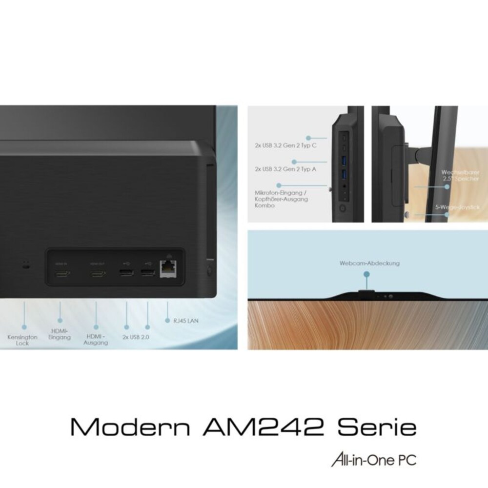 MSI Modern AM242P 11M-1446DE i7-1165G7 16GB/512GB SSD 24" AiO W11P schwarz