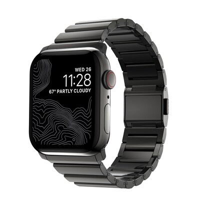 Edelstahl,kaffee günstig Kaufen-Nomad Armband Stainless Steel Graphite Schwarz V2 42/44 mm. Nomad Armband Stainless Steel Graphite Schwarz V2 42/44 mm <![CDATA[• Robustes, langlebiges Uhrenarmband für die Apple Watch • Verstellbare Glieder und integrierte Ösen aus Edelstahl • Ko