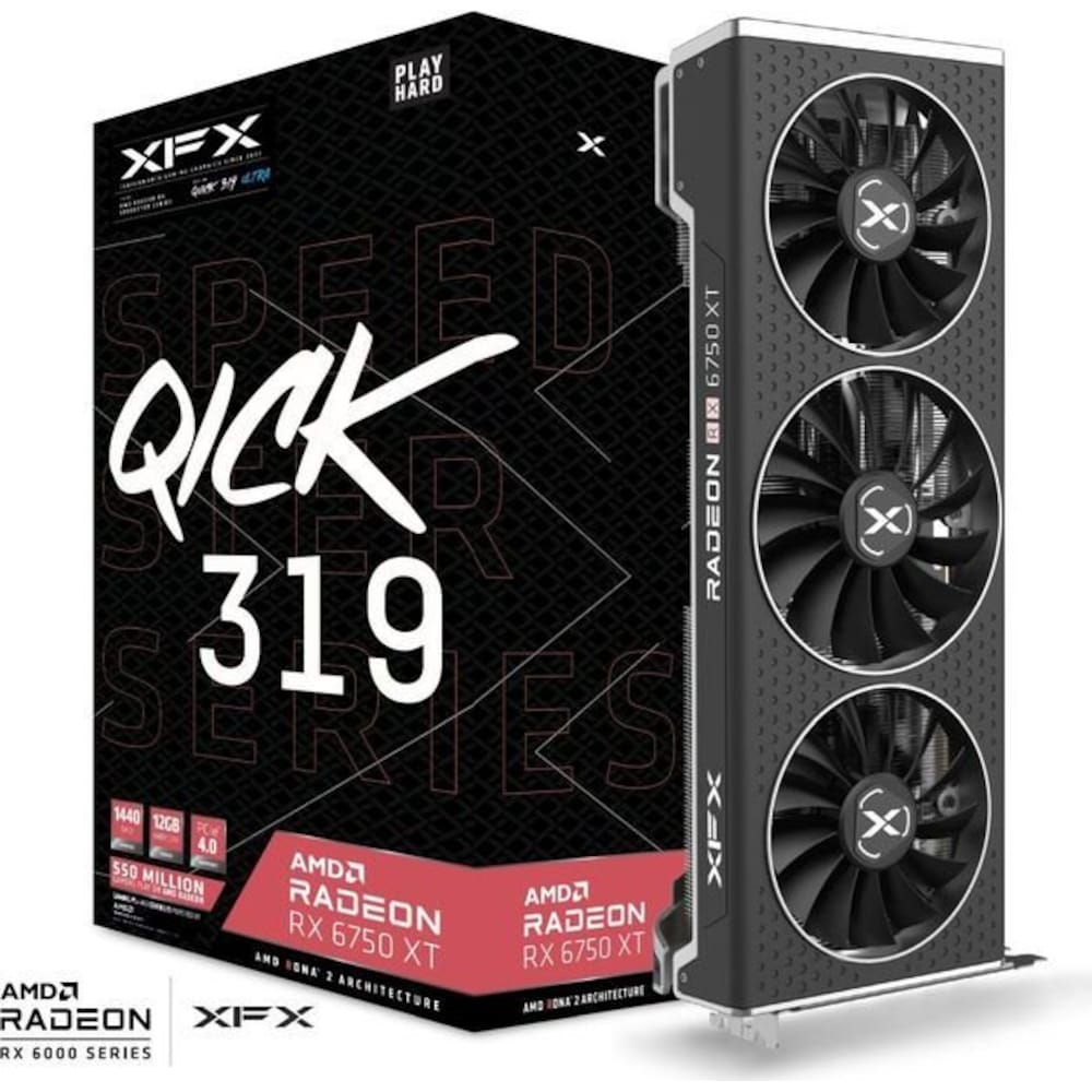 XFX AMD Radeon RX 6750 XT QICK319 Ultra Gaming Grafikkarte 12GB GDDR6 3xDP/HDMI