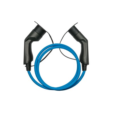 Kabelmeister E-Auto-Ladekabel Mode 3, Typ 2 Stecker an Buchse, 16 A, 5 m, blau