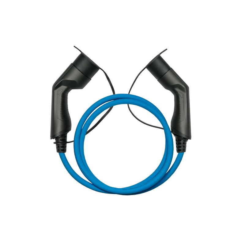 Kabelmeister E-Auto-Ladekabel Mode 3, Typ 2 Stecker an Buchse, 16 A, 5 m, blau