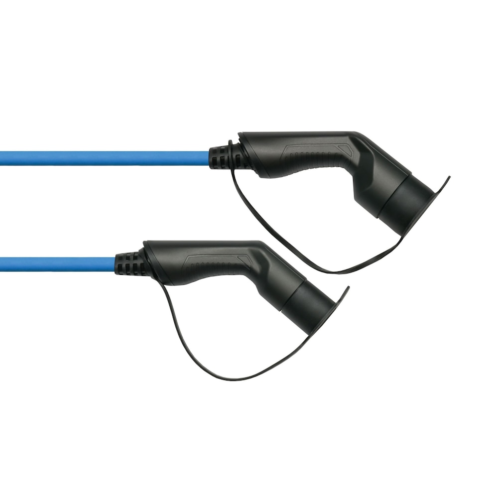 Kabelmeister E-Auto-Ladekabel Mode 3, Typ 2 Stecker an Buchse, 16 A, 2,5 m, blau