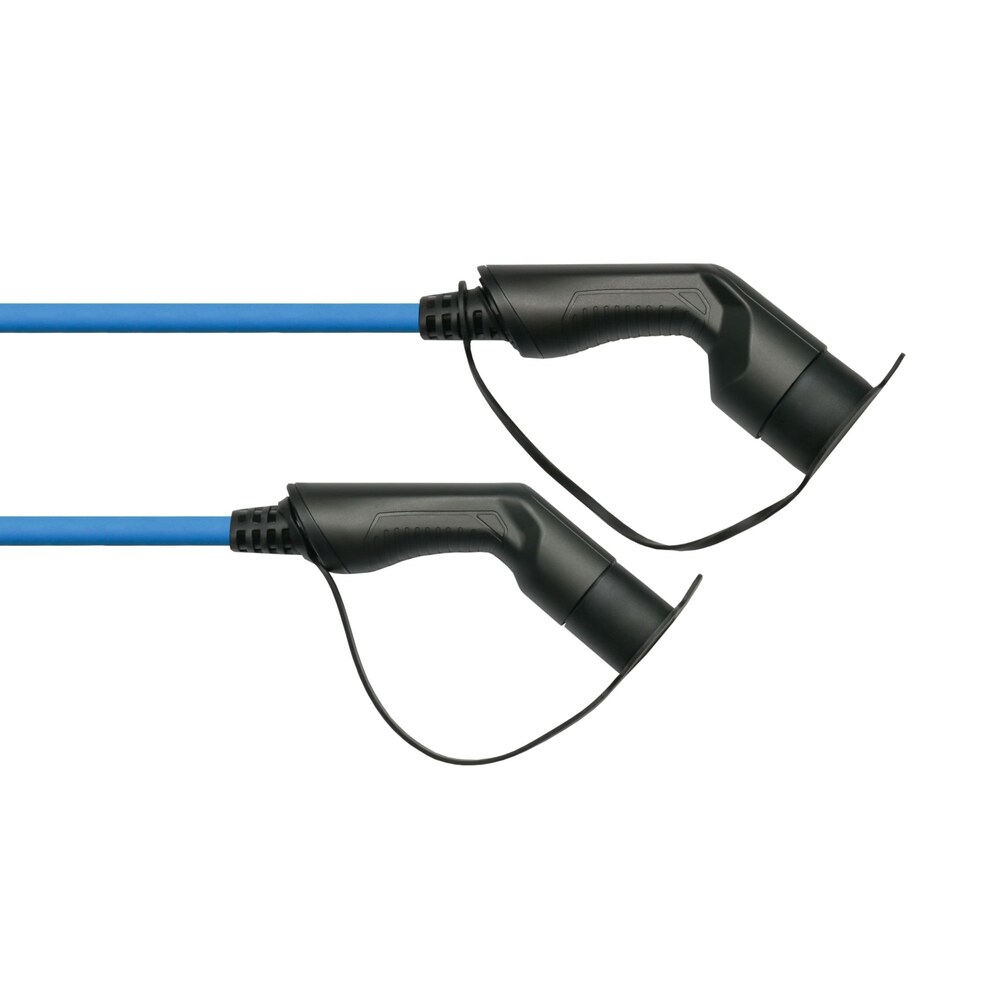 Kabelmeister E-Auto-Ladekabel Mode 3, Typ 2 Stecker an Buchse, 16 A, 2,5 m, blau